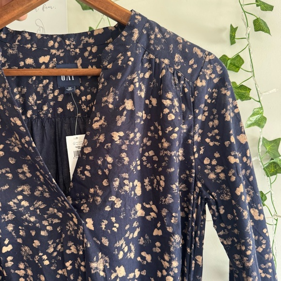 Gap Tie-Belt Print Dress Navy XS NWT - Picture 8 of 9